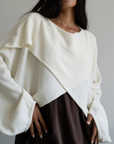 OPHELIA- Cream Knit Cross Sweater