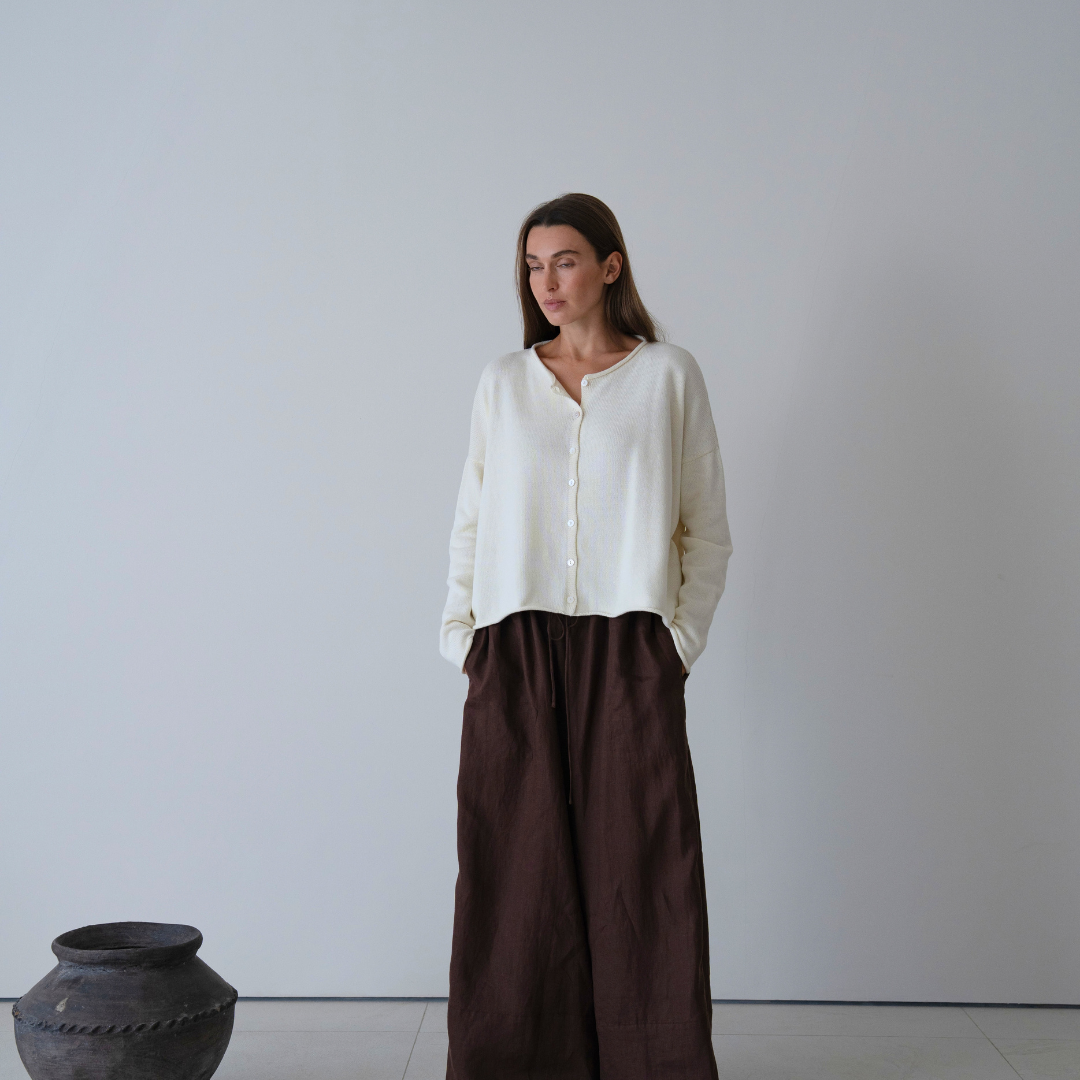 ETTA - Cream Buttoned Knit Cardigan