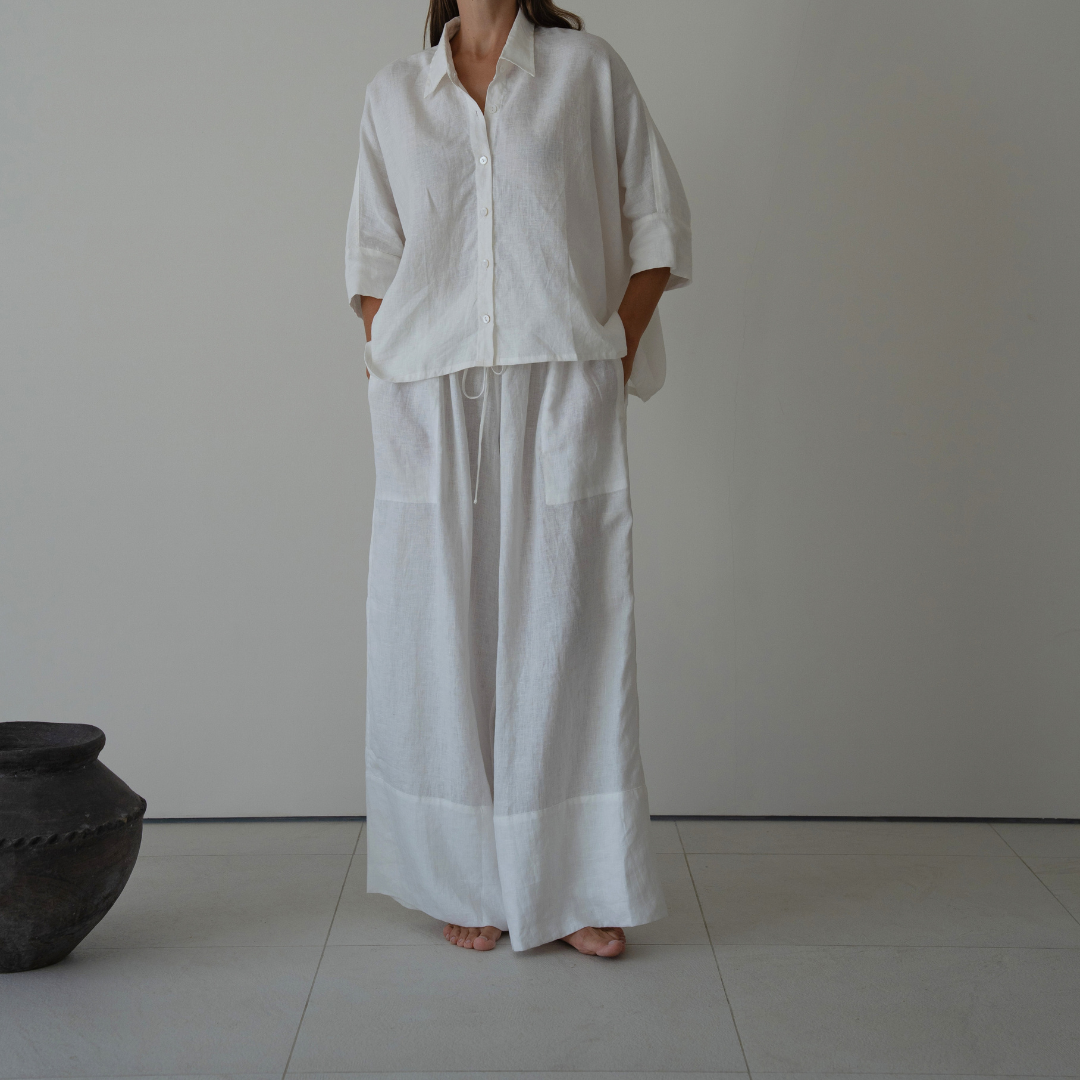 EZRA - White Linen Pant