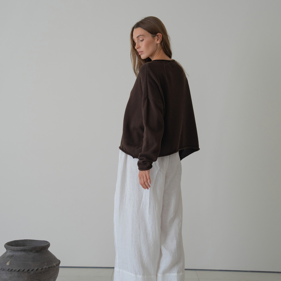 ETTA - Chocolate Buttoned Knit Cardigan