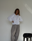 ESME - WHITE Linen & Lace Blouse