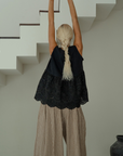 VALERIE - BLACK Broderie & Ramie Top