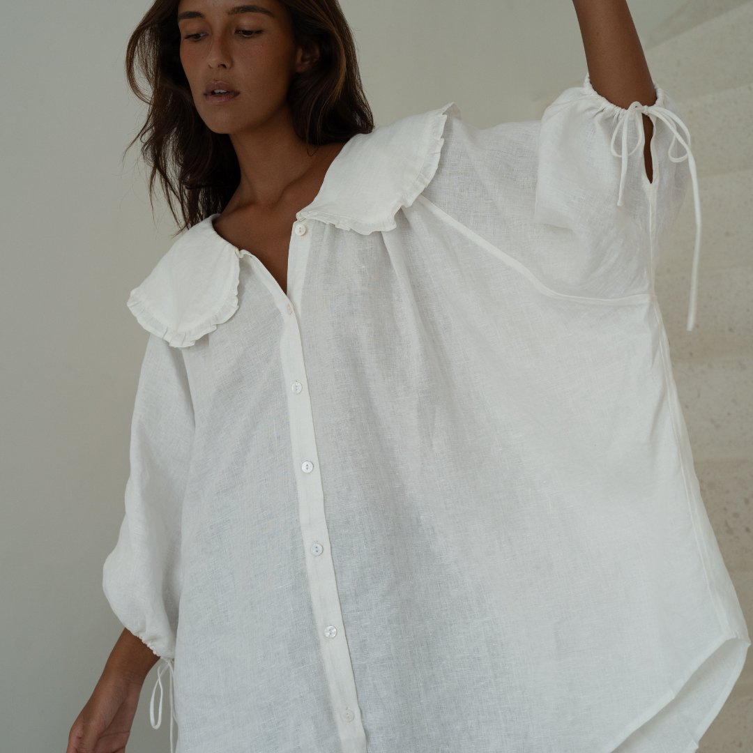LILIANNE - WHITE Linen Blouse