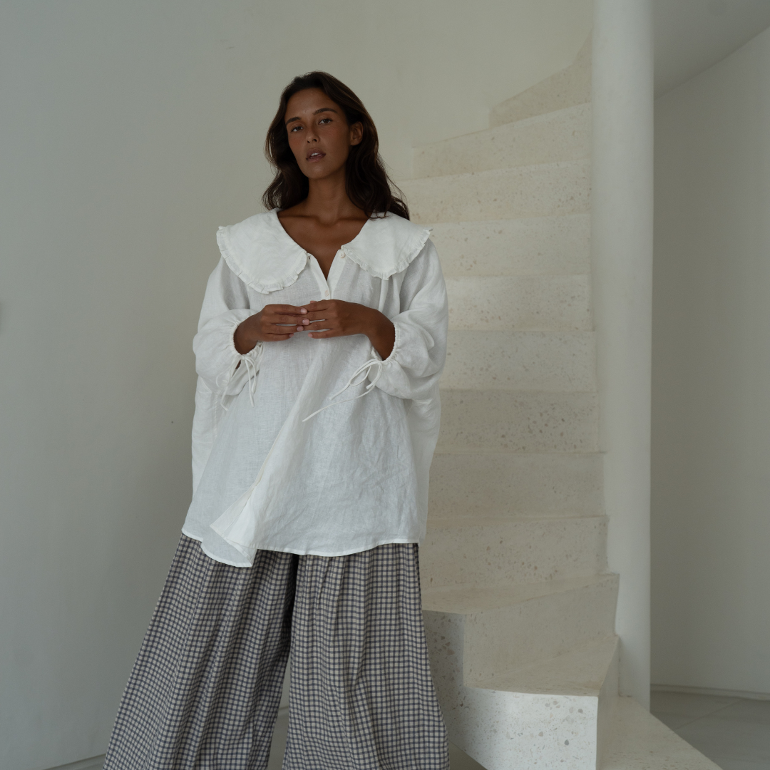 LILIANNE - WHITE Linen Blouse