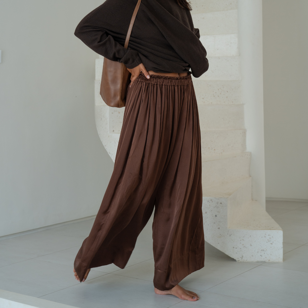 CLIVE - BURGUNDY SILK Voluminous Pant