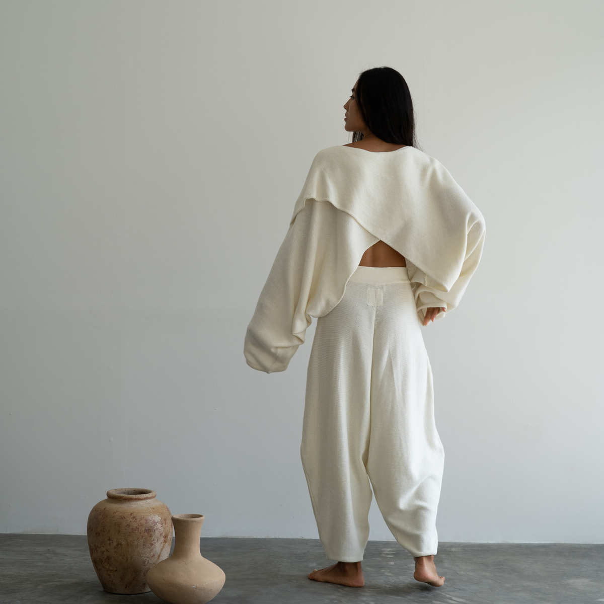 OPHELIA- Cream Knit Cross Sweater