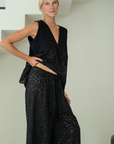 VALERIE - BLACK Broderie & Ramie Top
