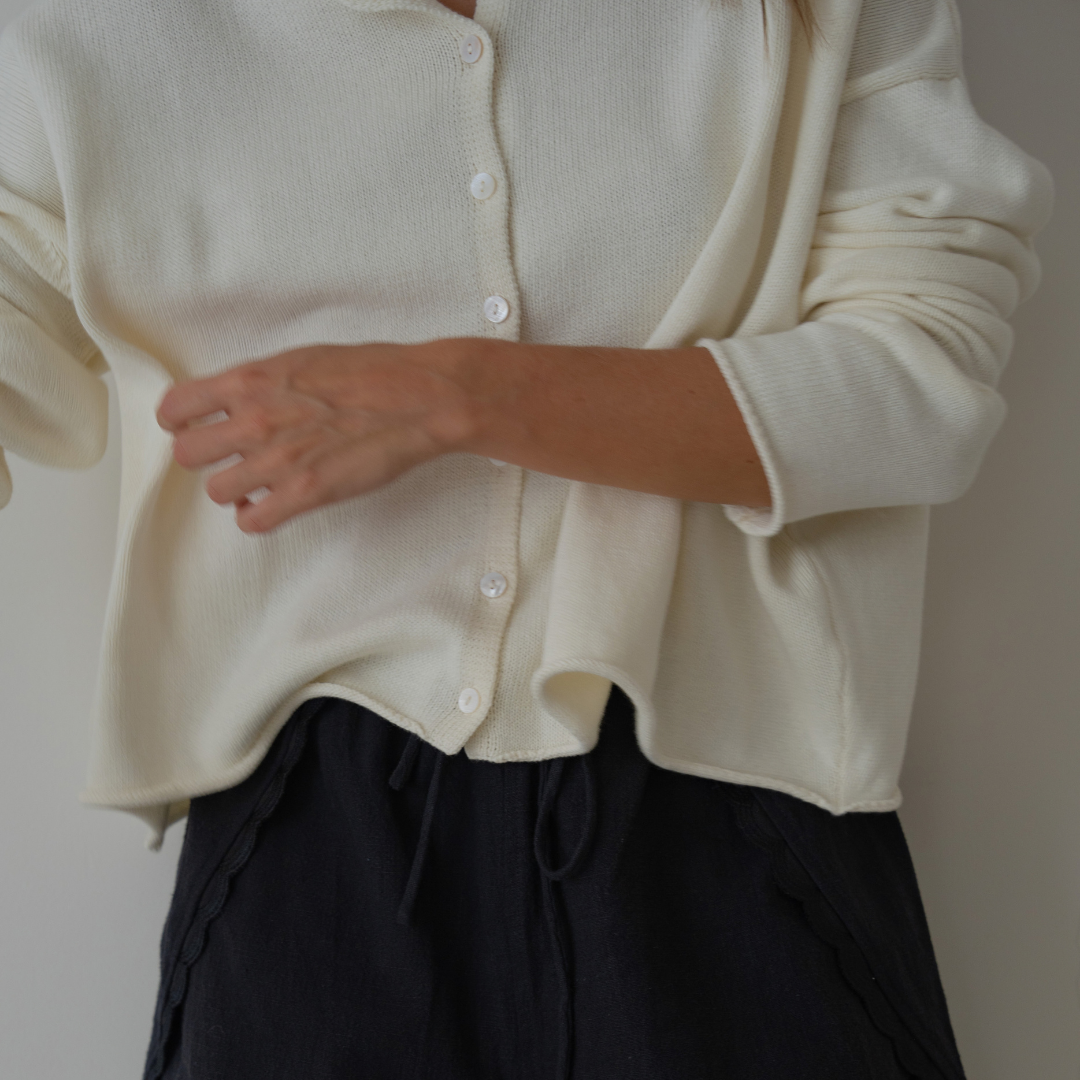 ETTA - Cream Buttoned Knit Cardigan