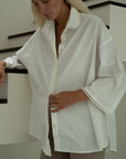 POPLIN - WHITE Lace Trim Shirt