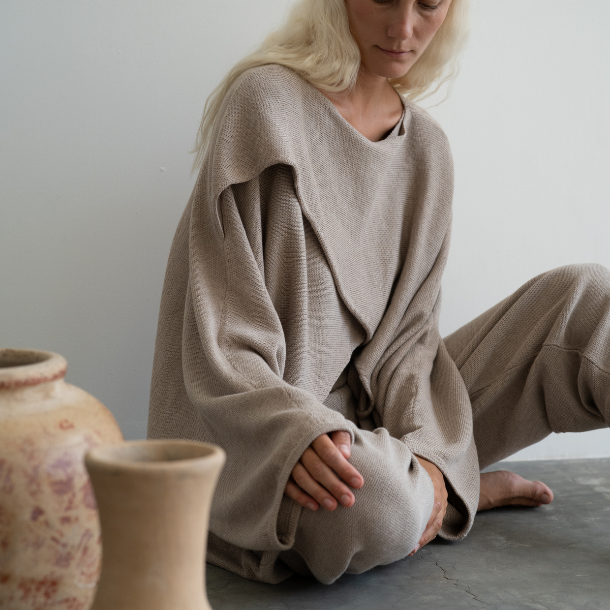 OPHELIA - Fawn Knit Cross Sweater