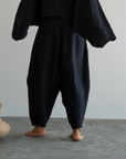 ELKE - BLACK Knit Volume Pant