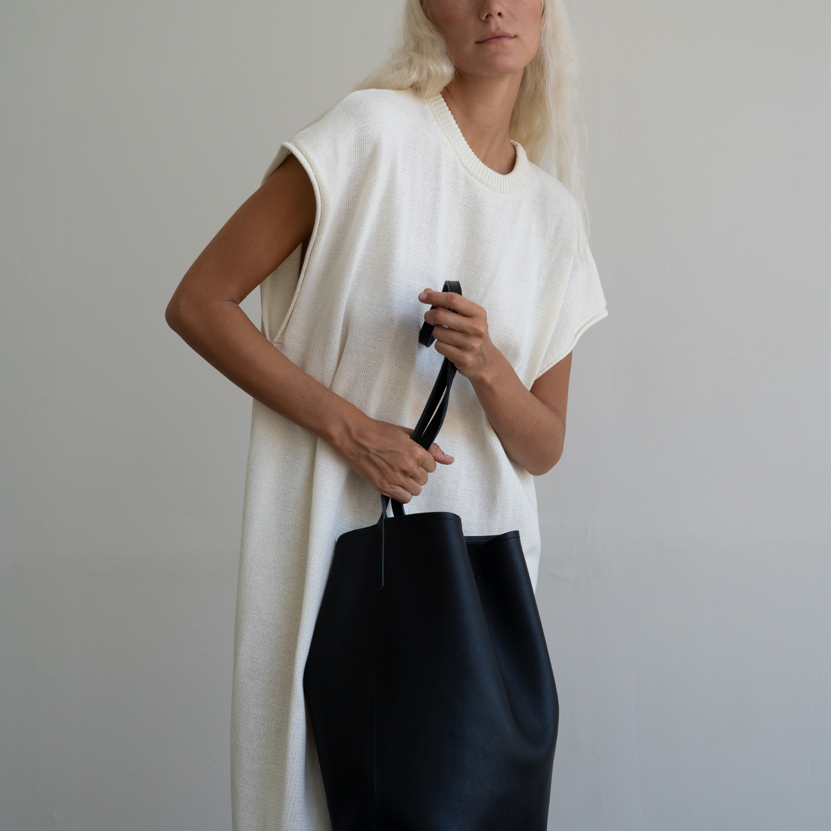 IONE - CREAM Knit Sack Dress
