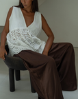 VALERIE - WHITE Broderie & Ramie Top