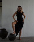 THEA - BLACK Scoop Back Knit Dress