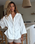POPLIN - WHITE Lace Trim Shirt