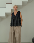 VALERIE - BLACK Broderie & Ramie Top