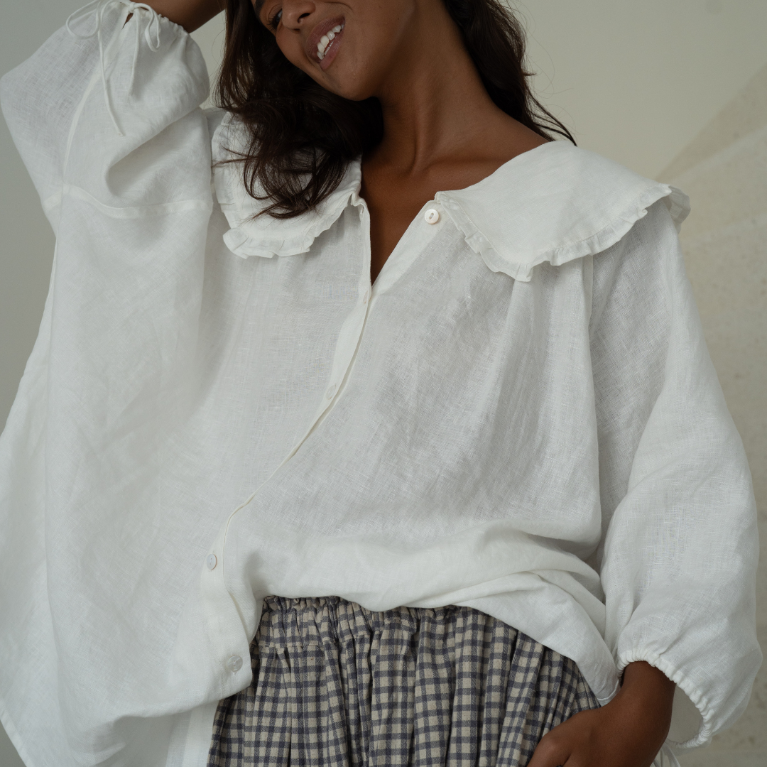 LILIANNE - WHITE Linen Blouse