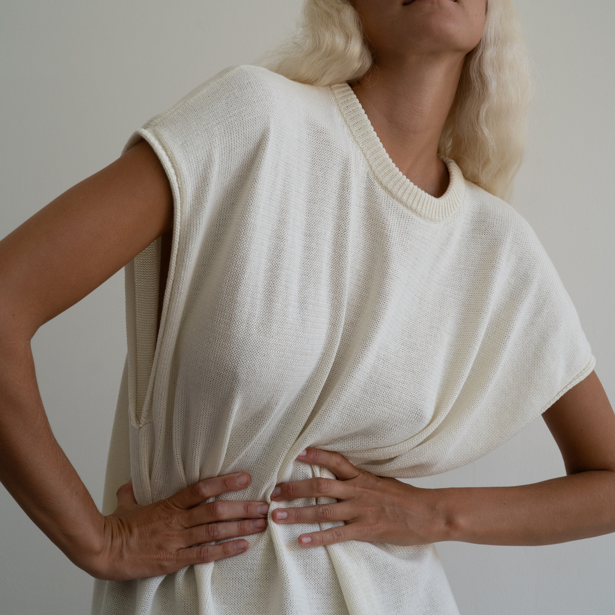 IONE - CREAM Knit Sack Dress