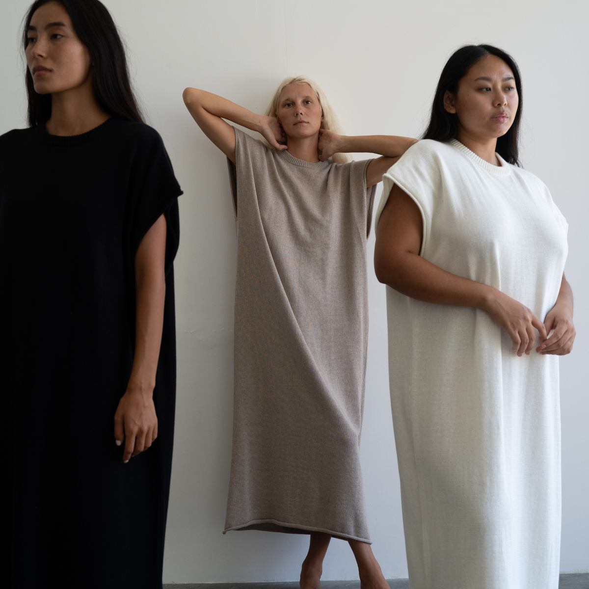 IONE - CREAM Knit Sack Dress
