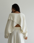 OPHELIA- Cream Knit Cross Sweater