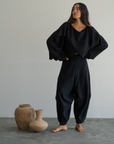ELKE - BLACK Knit Volume Pant