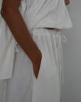 MARLO PLEAT - WHITE Ramie Pant