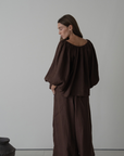 FAITH - Chocolate Linen Blouse