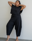 ELKE - BLACK Knit Volume Pant