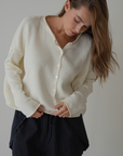 ETTA - Cream Buttoned Knit Cardigan