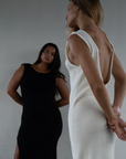 THEA - CREAM Scoop Back Knit Dress