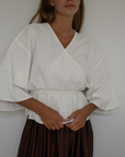 ROMY - WHITE Wrap Ramie Top