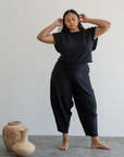 ELKE - BLACK Knit Volume Pant