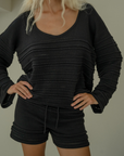 ALMA - BLACK Textured Knit Sweater