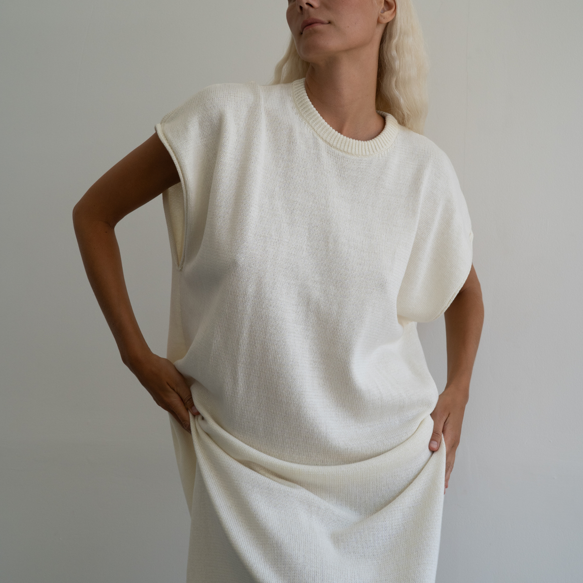 IONE - CREAM Knit Sack Dress
