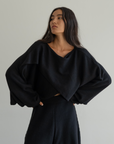 OPHELIA - Black Knit Cross Sweater