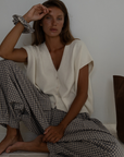 CELINE - Cream Buttoned Knit Top