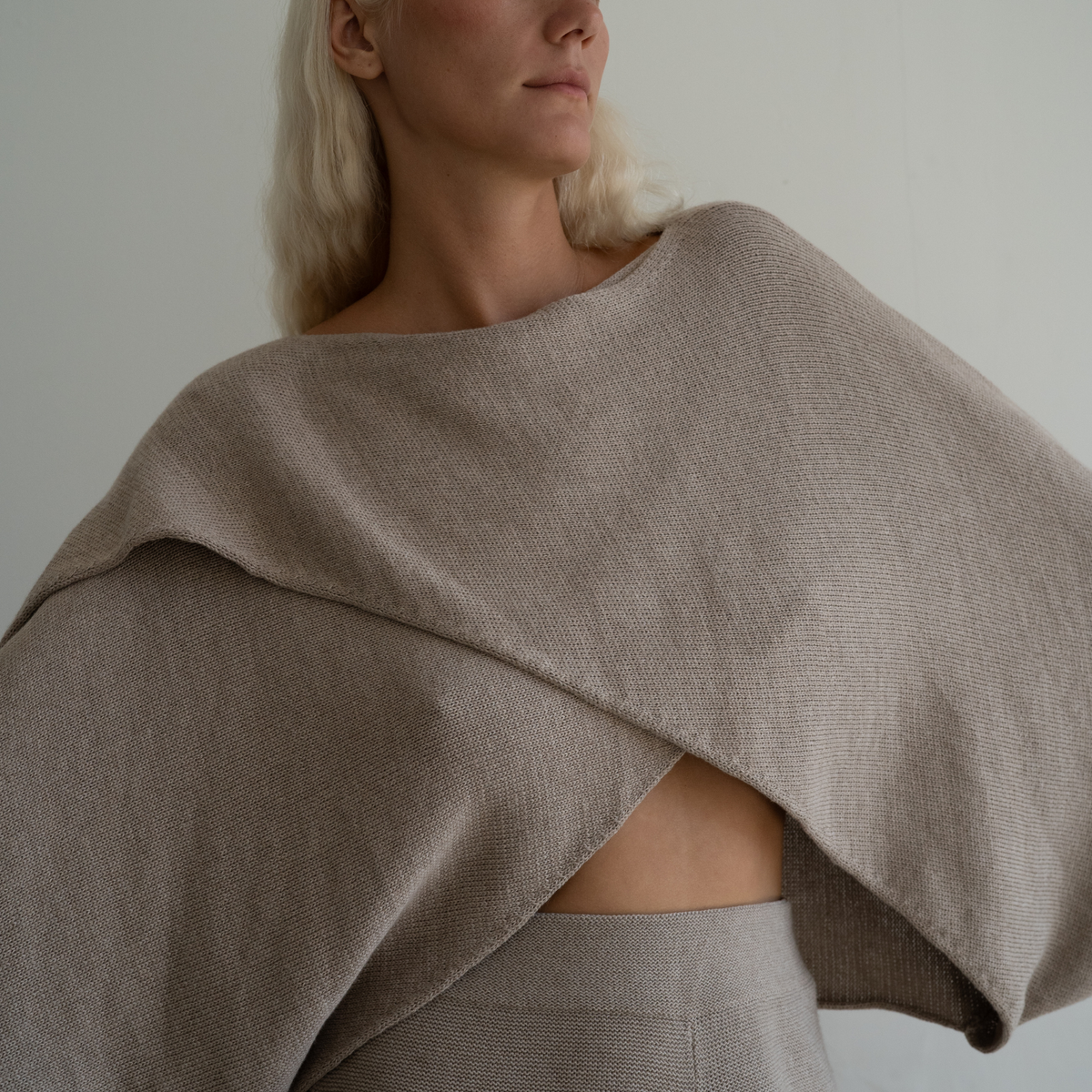OPHELIA - Fawn Knit Cross Sweater
