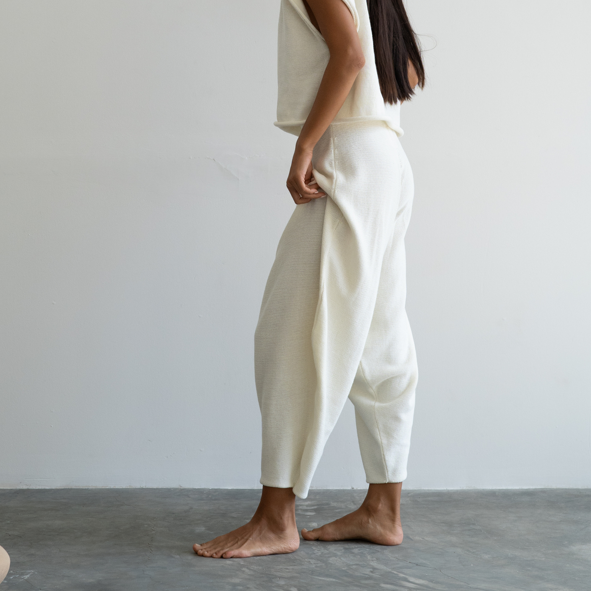 ELKE - CREAM Knit Volume Pant