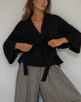 MARK - BLACK Knit Wrap Cardigan