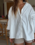 POPLIN - WHITE Lace Trim Shirt