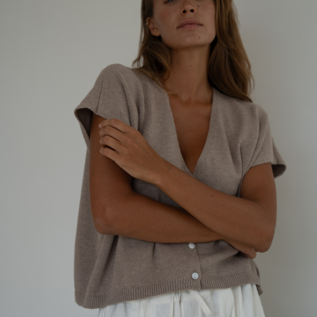 CELINE - FAWN Buttoned Knit Top