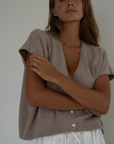 CELINE - FAWN Buttoned Knit Top