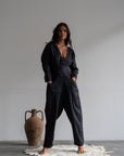 IRIS - BLACK Linen Jumpsuit