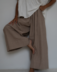 YOLLIE - CINNAMON Linen Gingham Voluminous Pant
