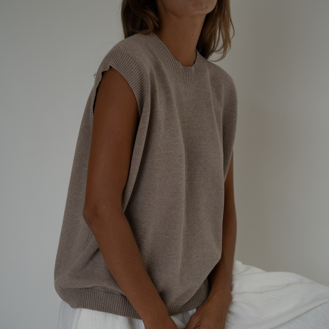 EDITH - FAWN Knit Vest