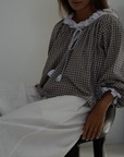 ESME - WISTERIA Gingham & Lace Blouse