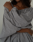 JOSIE - WISTERIA Linen Gingham Voluminous Blouse