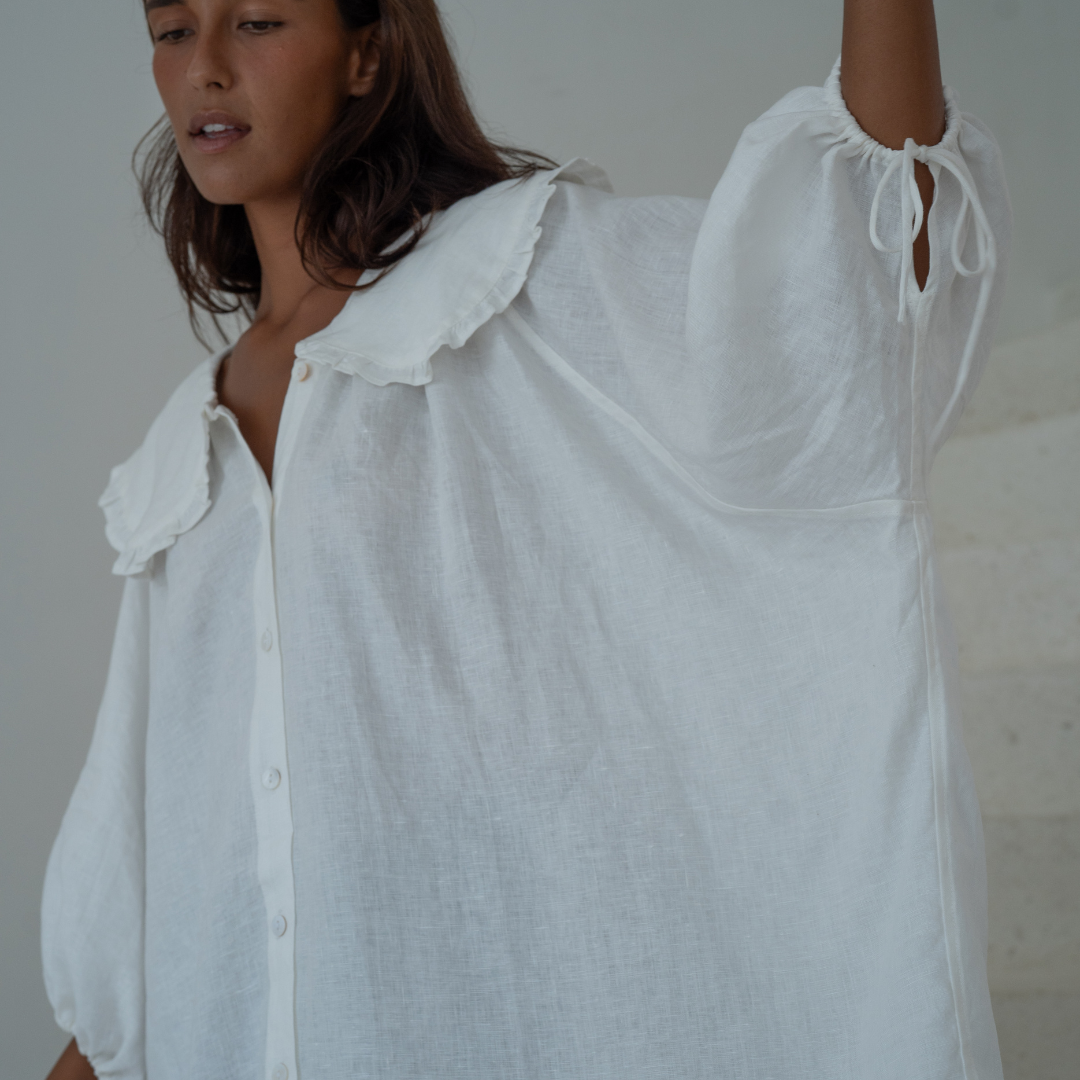 LILIANNE - WHITE Linen Blouse