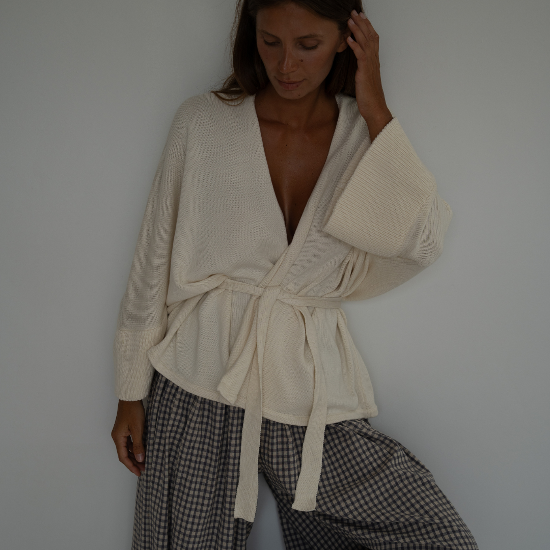 MARK - CREAM Knit Wrap Cardigan