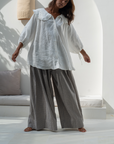 YOLLIE - WISTERIA Linen Gingham Voluminous Pant